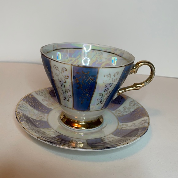 Iridescent tea cup and saucer set Japan